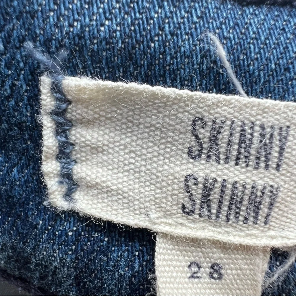 Madewell Womens Skinny Skinny Whiskering Stone Wash Jeans in Blue Size 28